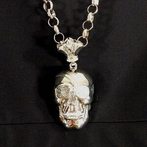 🔵BOGO FREE🔵 Skull Hip Hop Necklace Costume 32" Chain Silver Color